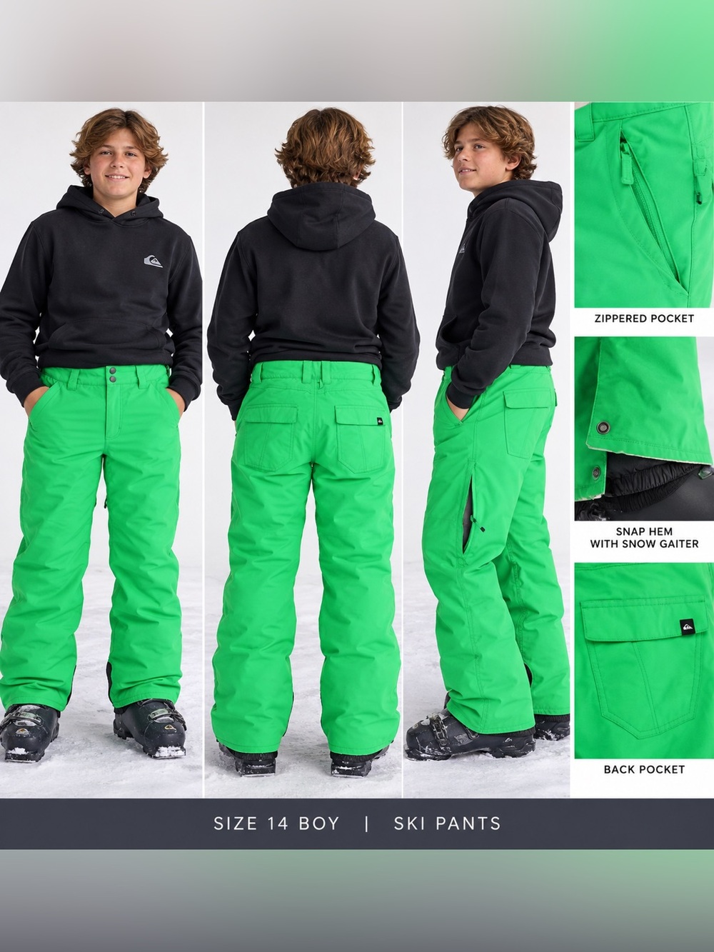 Quiksilver UNISEX Bright Green Ski or Snow Pants 14/XL